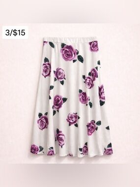 Maxi Skirt S High Waisted A Line Floral Pink Rose Spring 3/$15